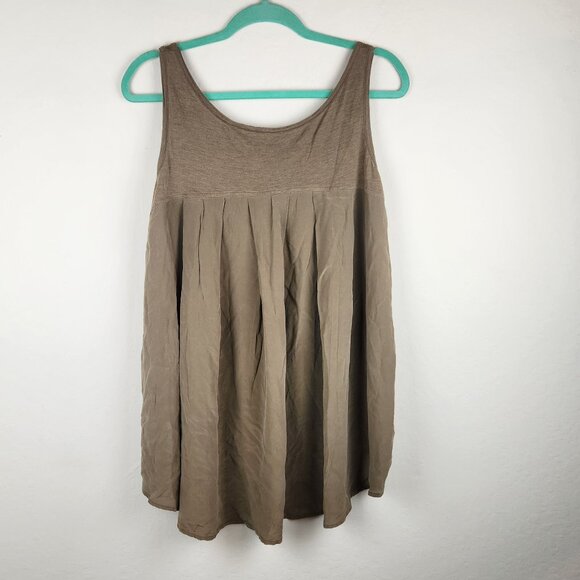 Eileen Fisher Silk Cotton High Low Tank Top Army Green sz L flawed - Picture 4 of 10